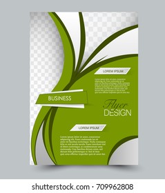 Green vector flyer, brochure, annual report cover template. Business and education a4 design.