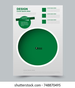 Green vector flyer, brochure, annual report cover template. Business and education a4 design.