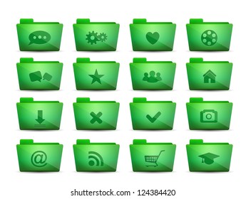 Green vector folder icons