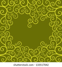 green vector frame with swirls