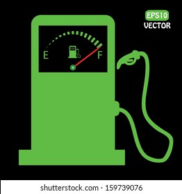 Green vector gas station icon with fuel indicator design. Abstract easy to edit vector illustration. 