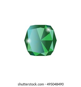 Green vector gemstone, on transparent background