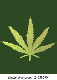 green vector geometric stylized marijuana leaf