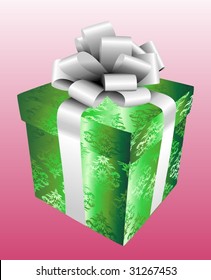green vector gift with white bow