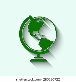 Green Vector globe icons with shadow 
