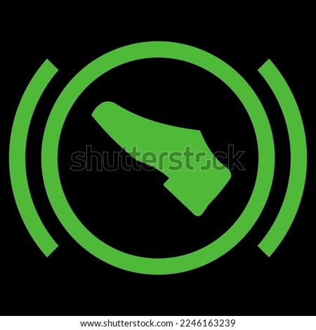 Green vector graphic dashboard light warning of starting engine without brake applied