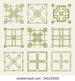 The green vector graphics of decorative(ornaments)Calligraphic corners, frames and design elements