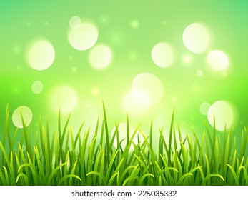 Green vector grass on bokeh light effect background