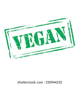 Green vector grunge stamp VEGAN. Icon and outline illustration.