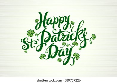 green Vector Happy Saint Patricks Day design. lettering typography. Hand sketched beer festival badge art