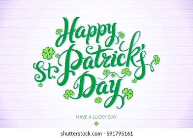 green Vector Happy Saint Patricks Day design. lettering typography. Hand sketched beer festival badge art