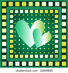 Green vector heart background