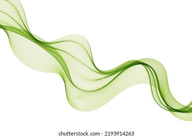 Green vector horizontal transparent wave on white background, design element