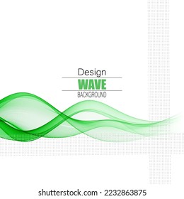 Green vector horizontal wave on white background, design element