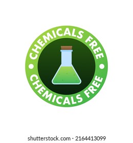 Green vector icon. Chemicals free on white background