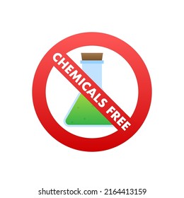 Green vector icon. Chemicals free on white background