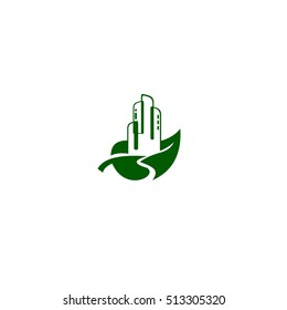 green vector icon logo building leaf