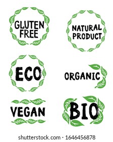 Green vector icon, logotyp for vegan, vegetarian, plant based products