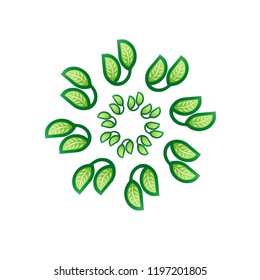 Green vector icon. Stilyzed leaf mandala. Eco concept.