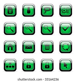 Green vector icons set for web applications (set 3)