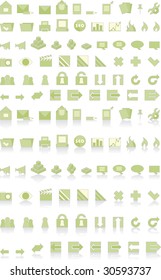 Green vector Icons for Web Applications and for computer