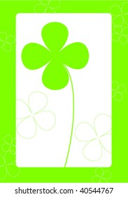 green vector illustration with four-leaf clover