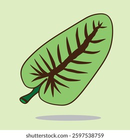 Green Vector Illustration of a Leaf with Intricate Brown Veins
