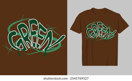 Green vector illustration and T-shirt design. Vector illustration design for fashion graphics, t shirt prints, tees, posters, stickers.