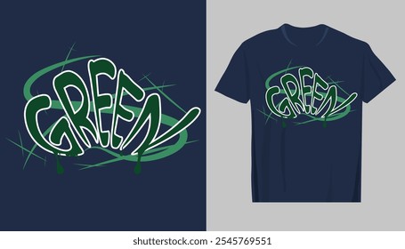 Green vector illustration and T-shirt design. Vector illustration design for fashion graphics, t shirt prints, tees, posters, stickers.