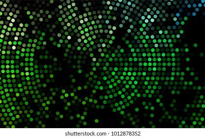 Green vector illustration which consist of circles. Dotted gradient design for your business. Creative geometric background in halftone style with colored spots.