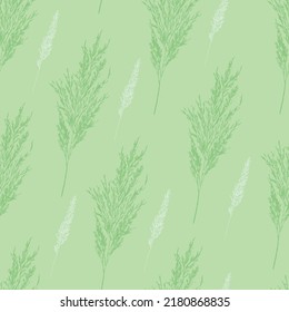 Green vector image flat style natural grass silhouettes seamless patterns. Mask added, image can be easily edited and used for scrapbooking and design