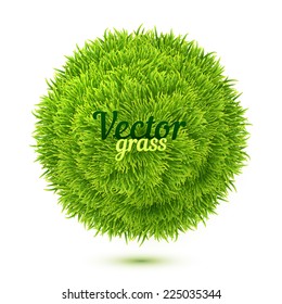 Green vector isolated grass ball on white background