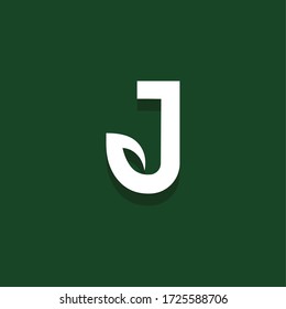 Green Vector Leaf Letter J. J Leafs Letter Design.