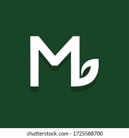 Green Vector Leaf Letter M. M Leafs Letter Design.