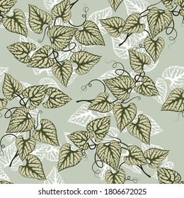 green vector leaf pattern on green background