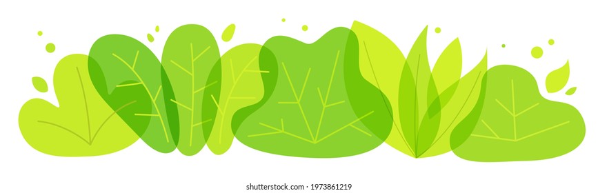 Green vector leaves banner on white background
