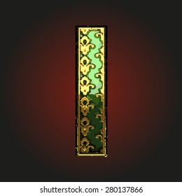 i green vector letter with gold