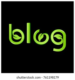 Green vector letters icon. word blog vector