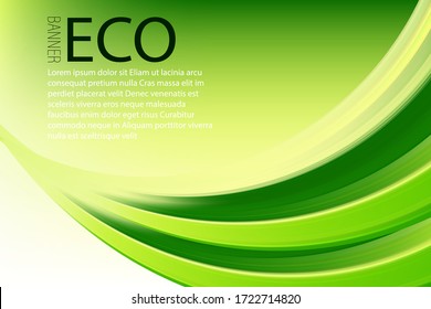 
Grüne Vektorlinien, waagerecht, liegen auf abstraktem Hintergrund. Öko-Banner, Poster.