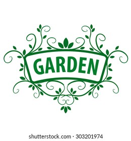 Green vector logo ornament from plants for the garden