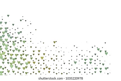 green vector lovely background with hearts. Valentines greeting card with cute hearts. Abstract pattern for your design, website, ad.