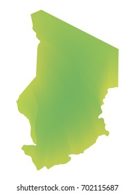 Green vector map of Chad. Isolated illustration on white background