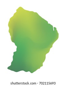 Green vector map of French Guiana. Isolated illustration on white background
