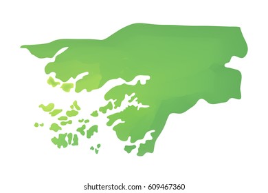 Green vector map of Guinea-Bissau. Isolated illustration on white background