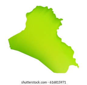 Green vector map of Iraq. Isolated illustration on white background