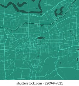 Mapa de vectores verdes de Jinan, China. Afiche de la hoja de ruta de las ciudades urbanas. Mapa de arte de Jinan.
