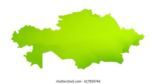 Green vector map of Kazakhstan. Isolated illustration on white background