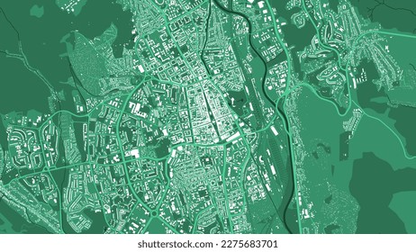 Mapa vectorial verde de Kosice. Ciudad urbana de Turquía. ilustración del afiche de la hoja de ruta. Mapa de arte de Kosice.