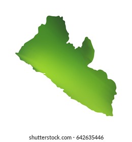 Green vector map of Liberia. Isolated illustration on white background