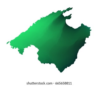 Green vector map of Majorca. Isolated illustration on white background